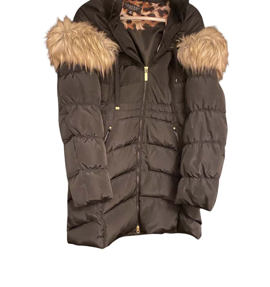 Laundry By Shelli Segal Faux Fur Hooded Puffer Coat